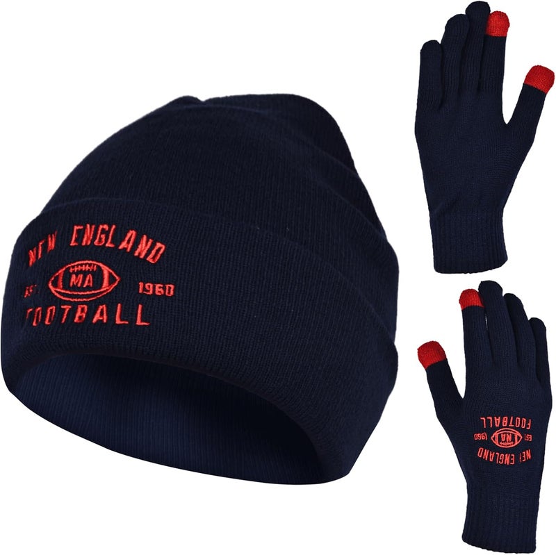 mtstaowe Vintage Classic Skull Cap Embroidery Beanie Fasion Hat Cuffed Winter Hat Knit Comes with Warm Gloves Gifts for Men Women Fans - Image 1